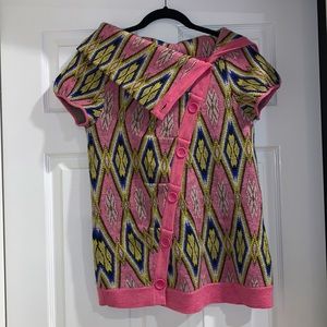 Anthropologie Moth Aztec print short-sleeve sweater